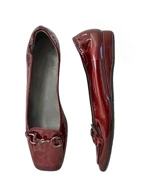 Stuart Weitzman Patent Leather Mini Wedge Loafers Flats Slip-Ons Horse Bit